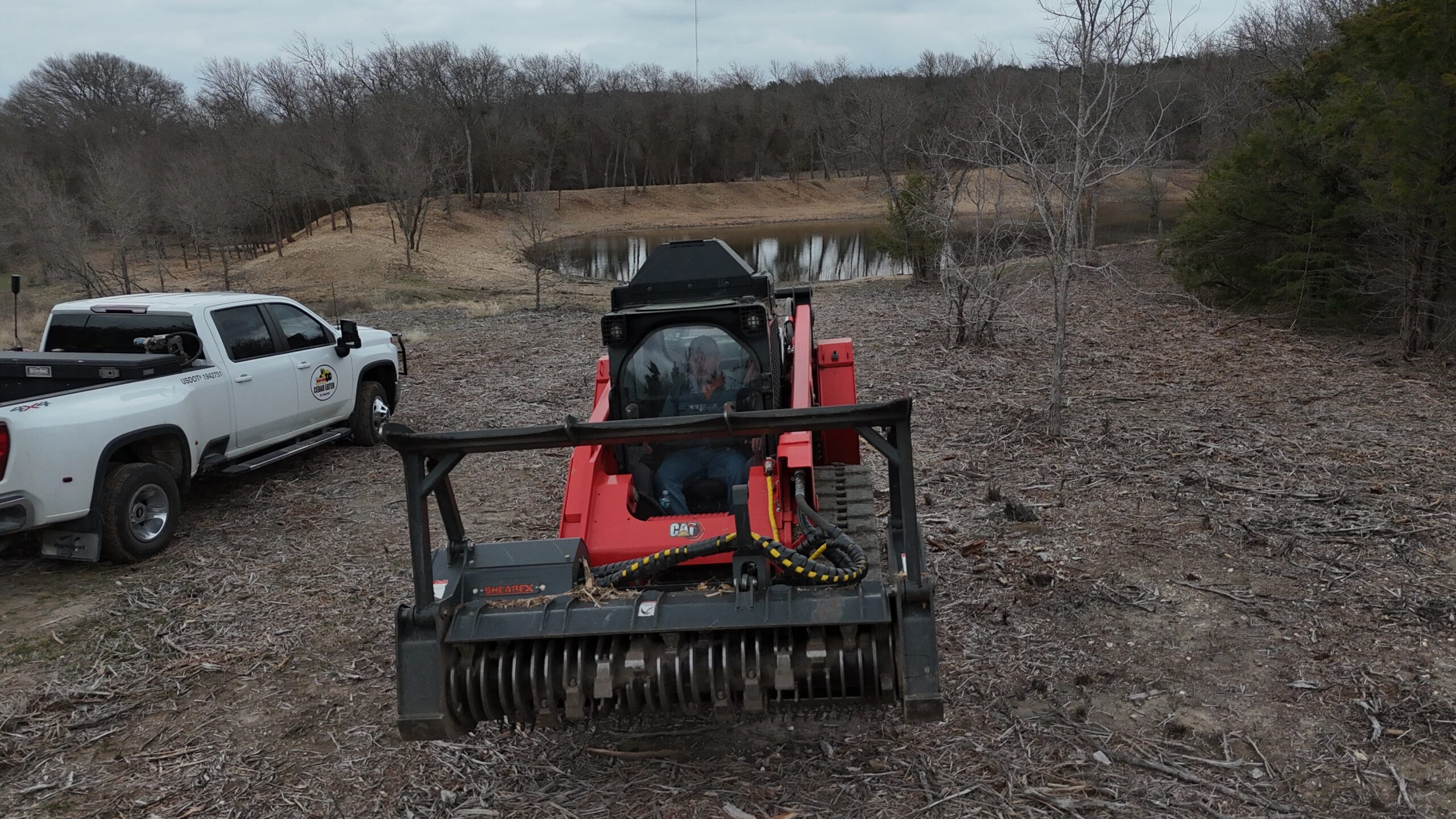 Skid Steer Mulcher finishing up land clearing project in Moody TX
