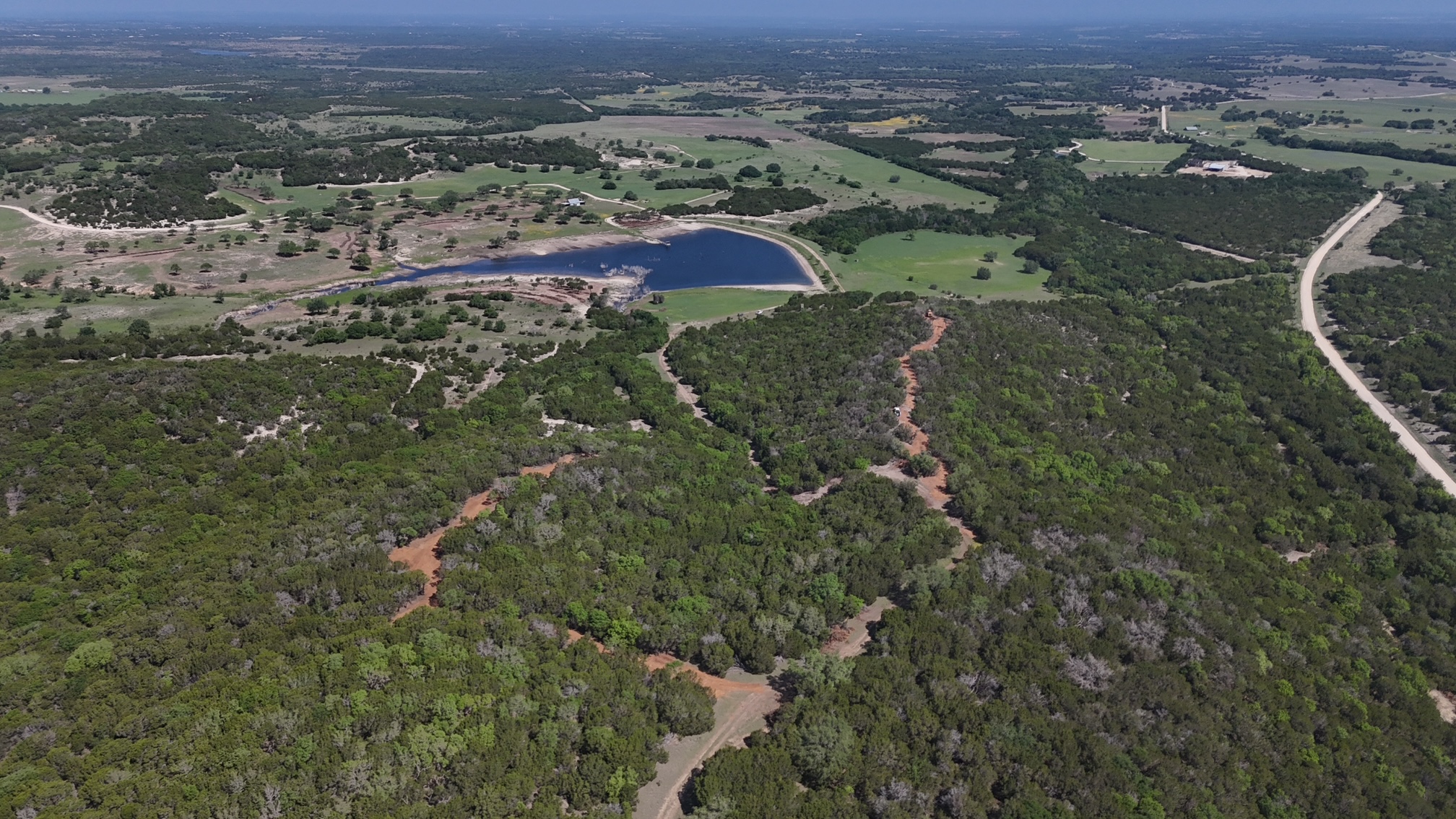 Aerial photo of trails and view points cut in with Cedar Eater Forestry Mulcher